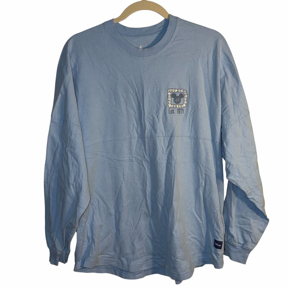 Disney World Floral Spirit Jersey Blue Long Sleeve Size Medium